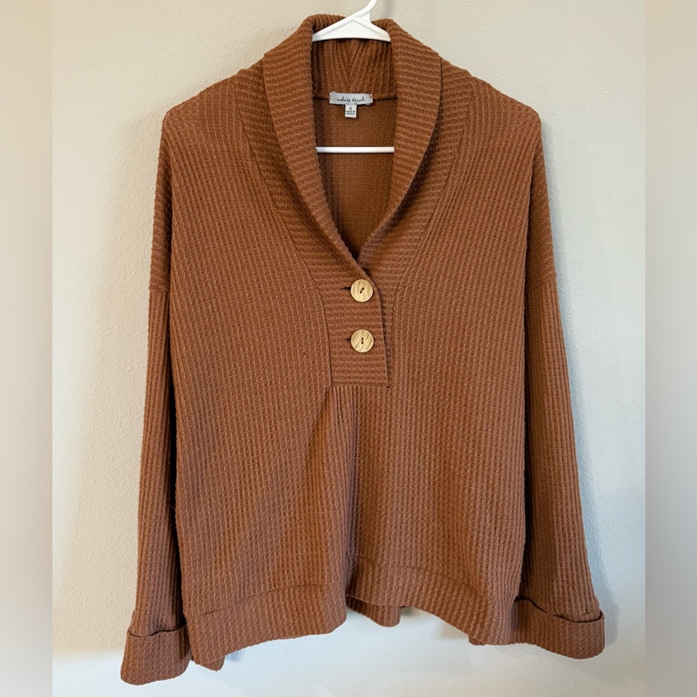 White Birch Brown Cowl Neck Sweater
